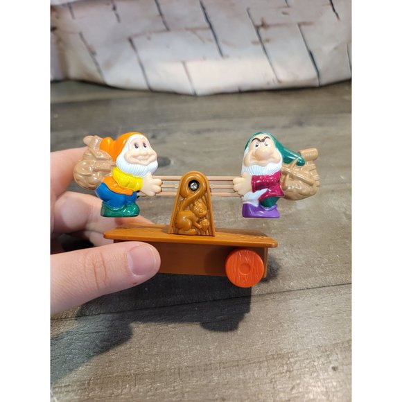 Disney Snow White seven dwarfs AS IS happy grumpy mining cart toy figure - Picture 2 of 5